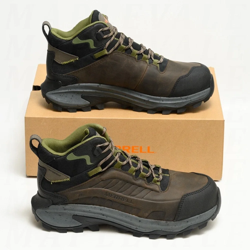 Merrell Moab Speed 2 LX Mid CF Men's Sz 10 Waterproof Work Boots Wide Dark Taupe